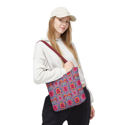 Tote Bag (AOP), Pisces, Zodiac v2, Flower Pattern
