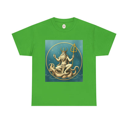 Unisex Heavy Cotton T-Shirt, Aquarius God 3v, Zodiac Design