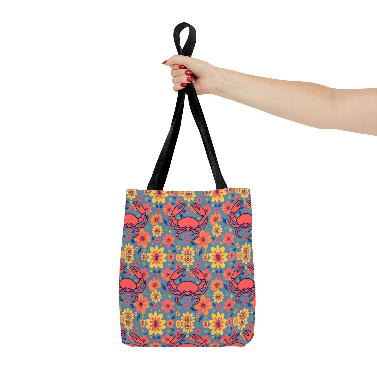 Tote Bag, (AOP), Cancer, Zodiac v3, Flower Pattern