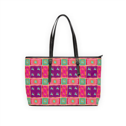 Leather Shoulder Bag, Capricorn, Zodiac, Shapes Pattern