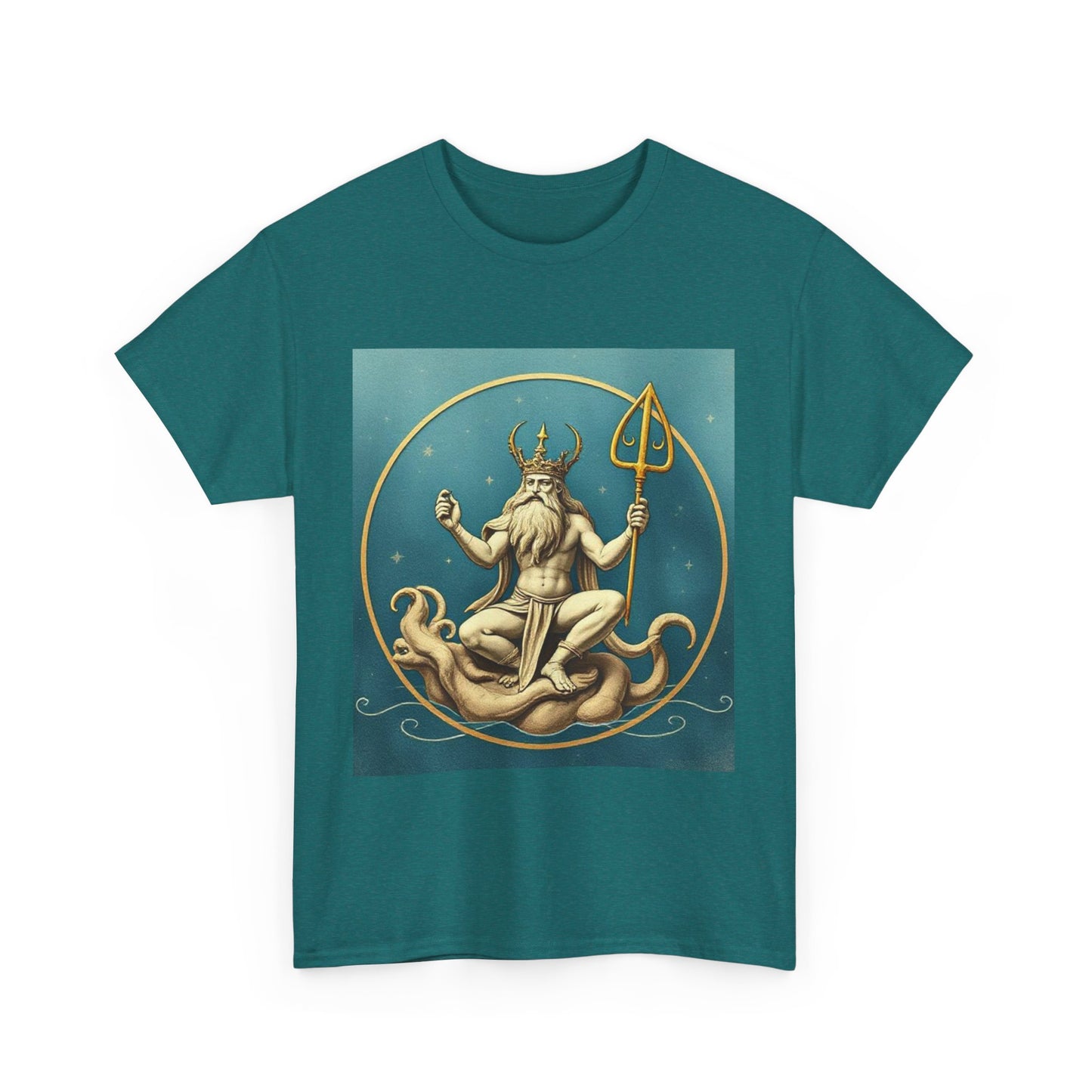 Unisex Heavy Cotton T-Shirt, Aquarius God 3v, Zodiac Design