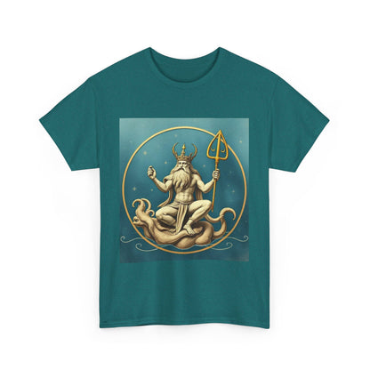 Unisex Heavy Cotton T-Shirt, Aquarius God 3v, Zodiac Design