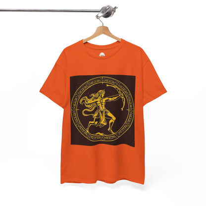 Unisex Heavy Cotton T-Shirt, Mythical Faun/Satyr, Sagittarius Zodiac Design