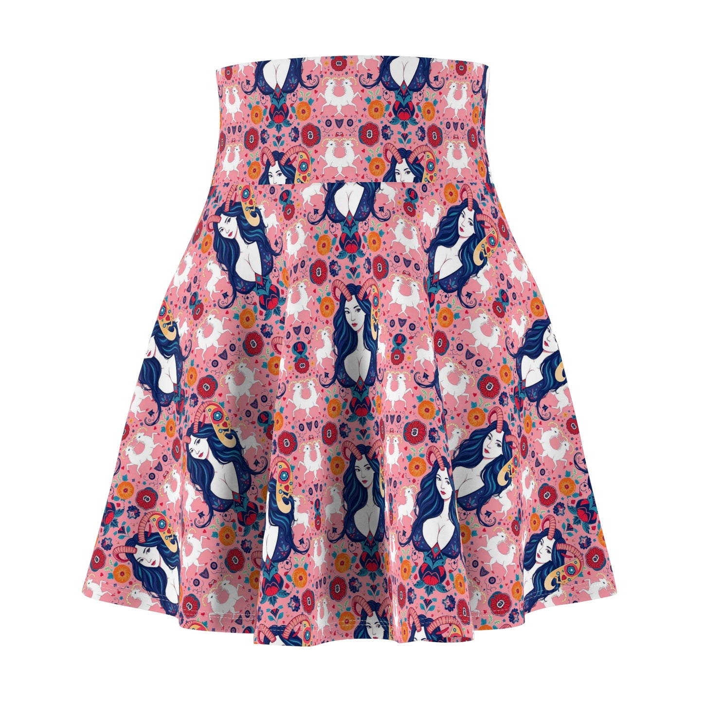 Women's Skater Skirt, (AOP), Capricorn, Zodiac v3, Sexy Pattern