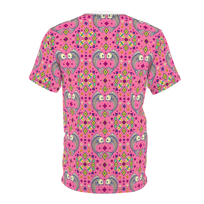 Unisex Cut & Sew T-Shirt, (AOP), Pisces, Zodiac v3, Jewels Pattern
