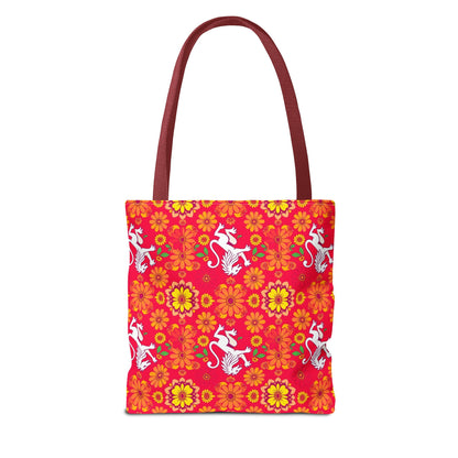 Tote Bag (AOP), Leo, Zodiac, Flower Pattern