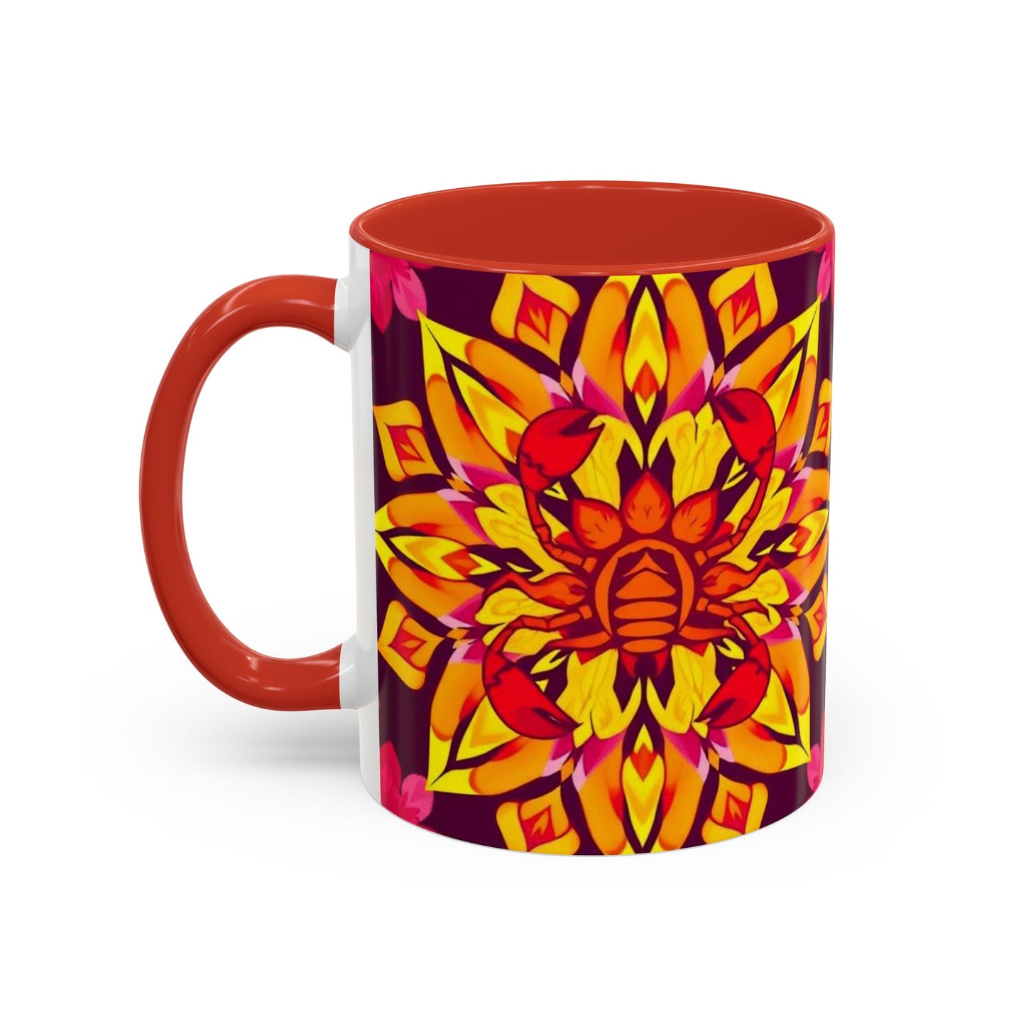 Accent Coffee Mug, Scorpio, Zodiac v1. Flower Pattern, (11, 15oz)