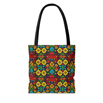 Tote Bag, (AOP), Cancer, Zodiac v4, Flower Pattern