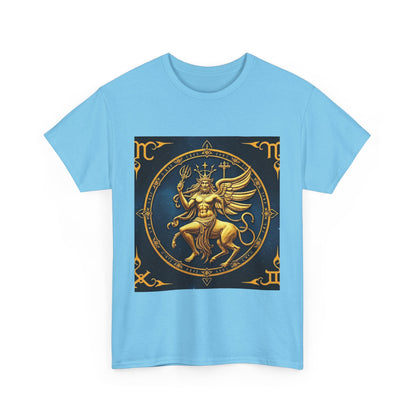 Unisex Heavy Cotton T-Shirt, Gold Angel, Symbol, Virgo Zodiac Design