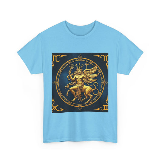 Unisex Heavy Cotton T-Shirt, Gold Angel, Symbol, Virgo Zodiac Design