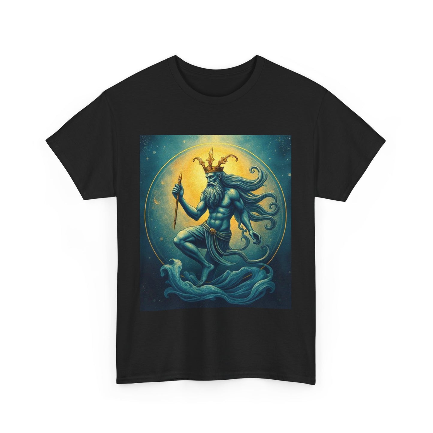 Unisex Heavy Cotton T-Shirt, Aquarius God 1, Zodiac Design