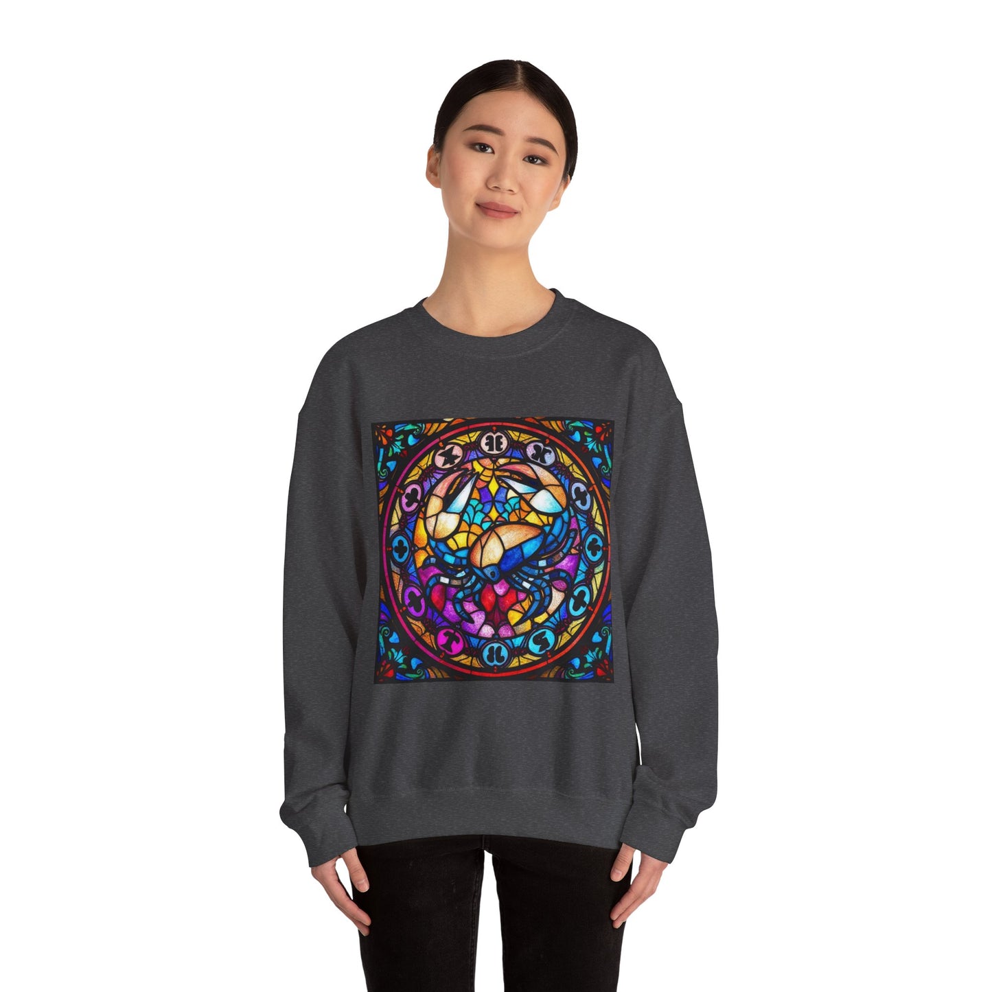 Unisex Heavy Blend™ Crewneck Sweatshirt, Glass, Cancer Zodiac Design