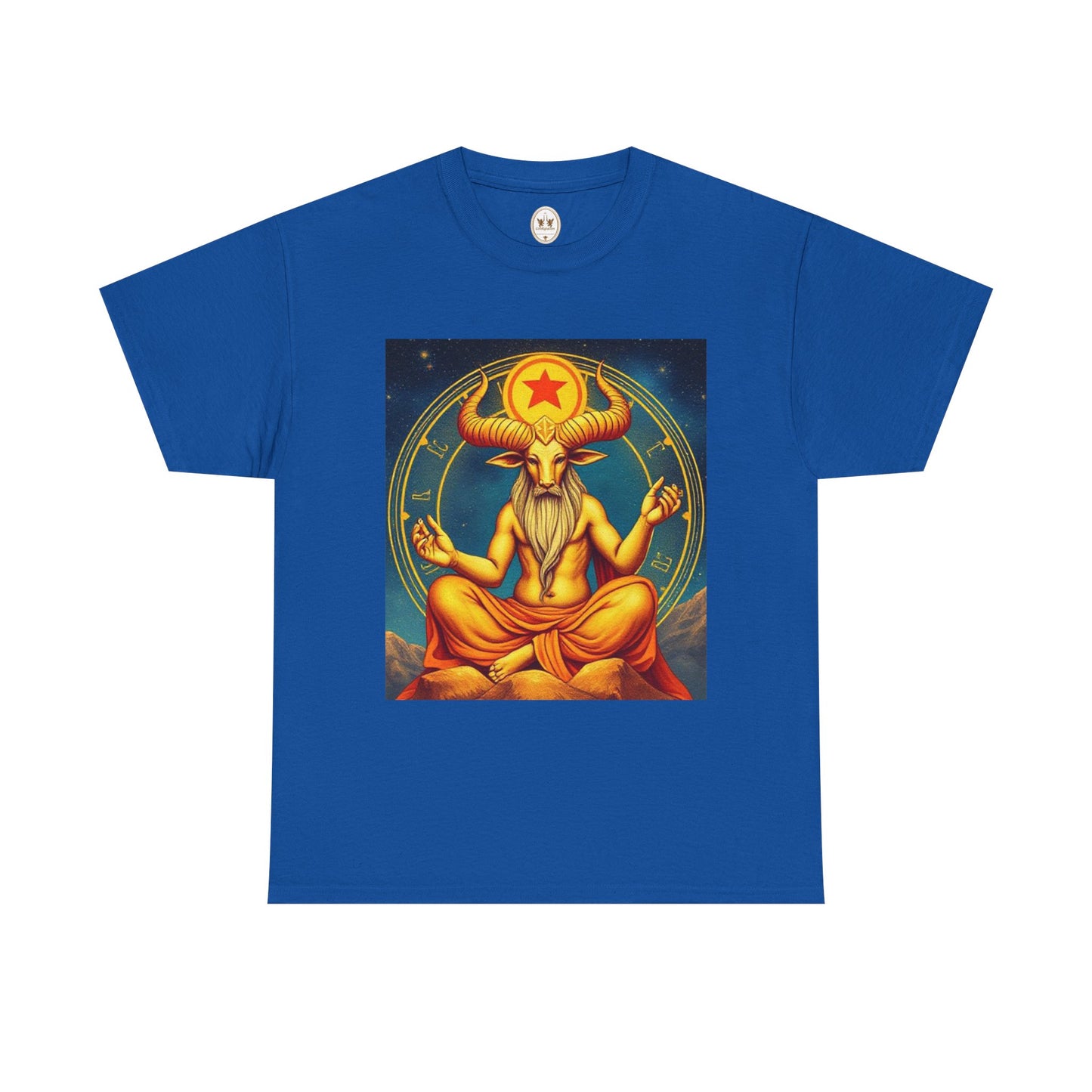 Unisex Heavy Cotton T-Shirt, Meditating Bull, Taurus Zodiac Design