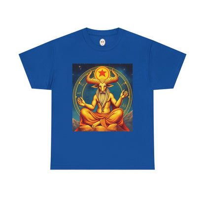 Unisex Heavy Cotton T-Shirt, Meditating Bull, Taurus Zodiac Design