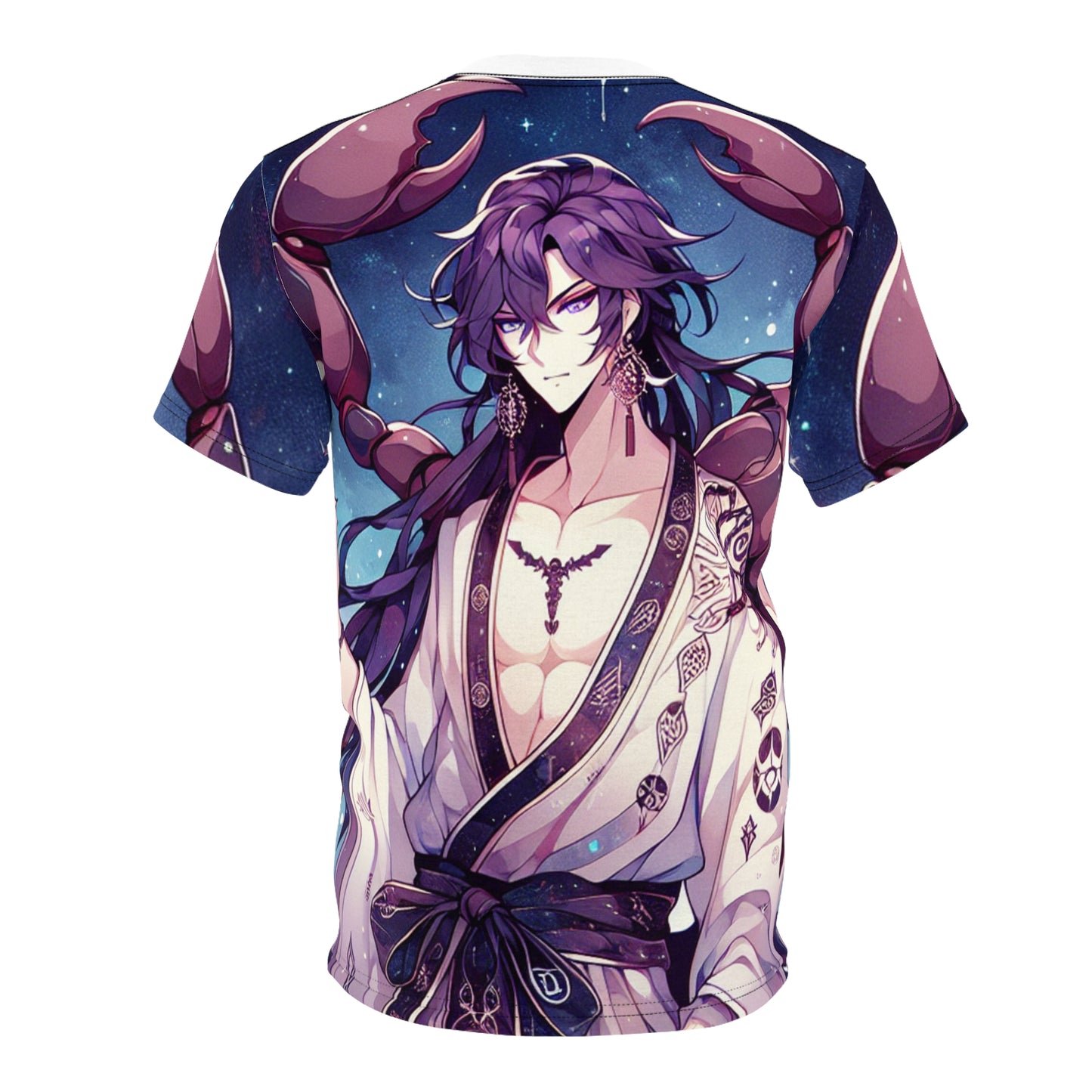 Unisex Cut & Sew T-Shirt (AOP), Anime Character, Scorpio Zodiac Design, Regular fit, 100% Polyester