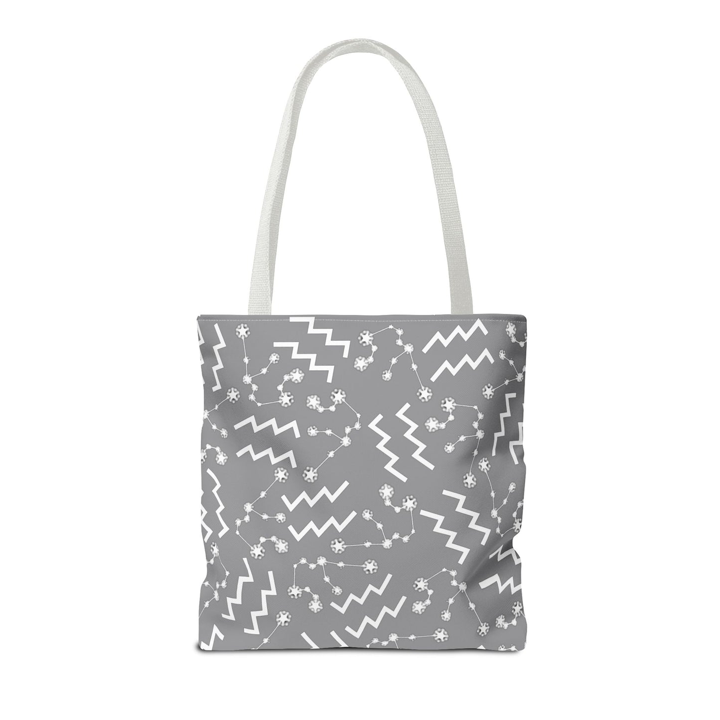 Tote Bag, Aquarius Zodiac Sign, AOP, (Grey, White)