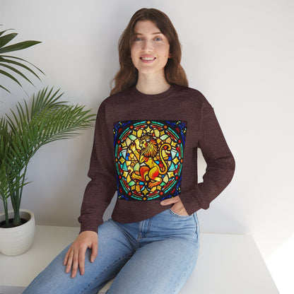 Unisex Heavy Blend™ Crewneck Sweatshirt, Glass 1, Leo Zodiac Design