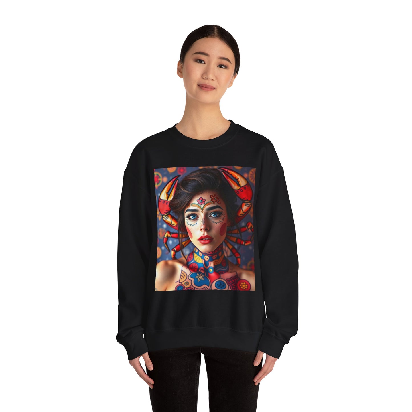 Unisex Heavy Blend™ Crewneck Sweatshirt, Cancer, Zodiac v2, Sexy Pattern