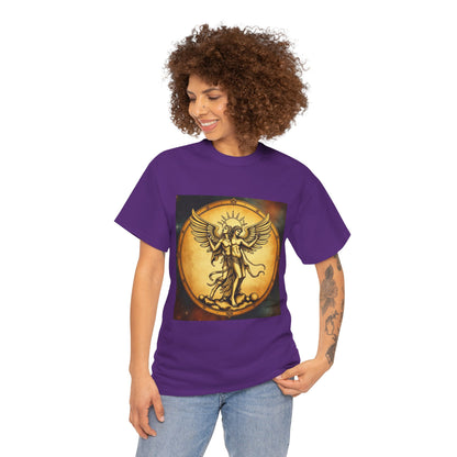 Unisex Heavy Cotton T-Shirt, Angel Twin, Gemini Zodiac Design