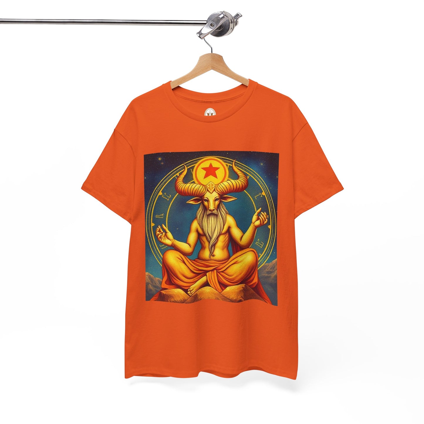 Unisex Heavy Cotton T-Shirt, Meditating Bull, Taurus Zodiac Design