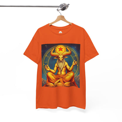 Unisex Heavy Cotton T-Shirt, Meditating Bull, Taurus Zodiac Design