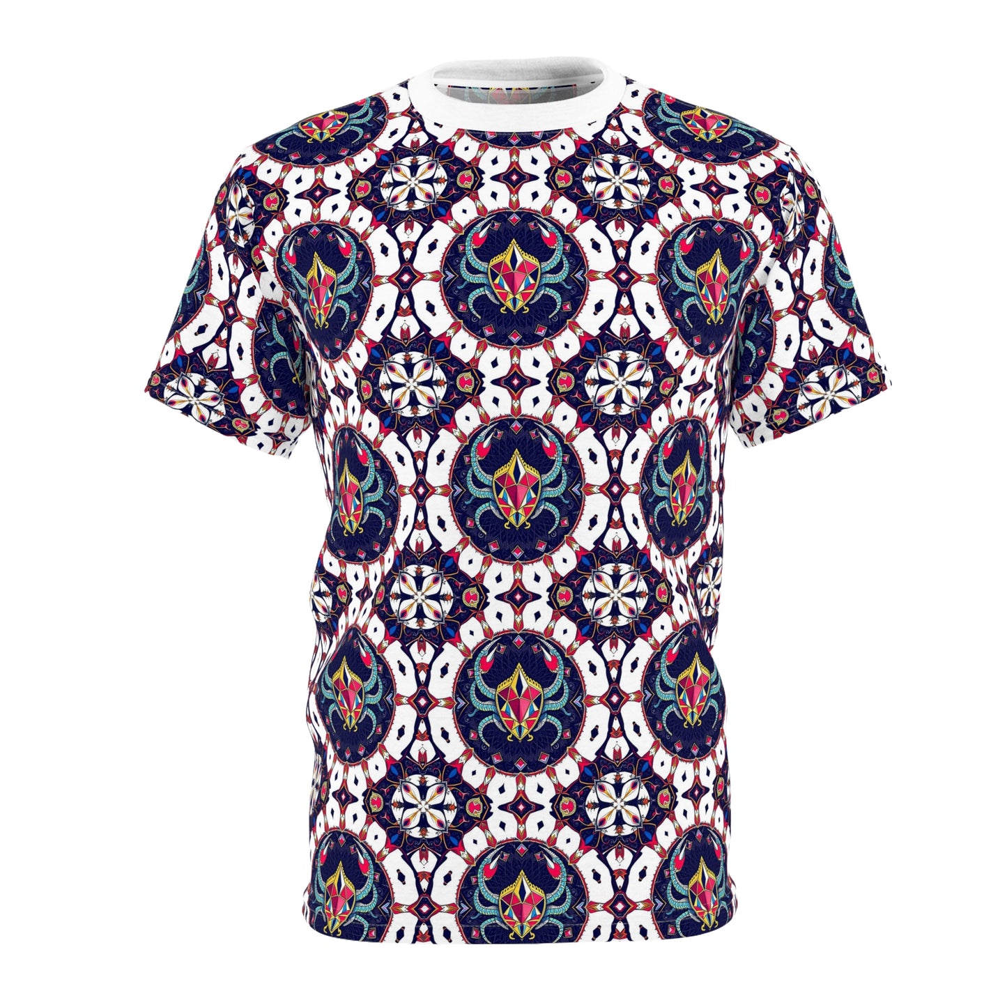 Unisex Cut & Sew T-Shirt, (AOP), Scorpio, Zodiac v4, Jewels Pattern
