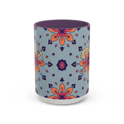 Accent Coffee Mug, Sagittarius, Zodiac v3. Flower Pattern, (11, 15oz)