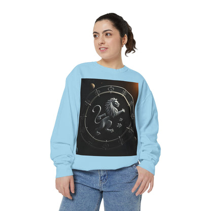Garment-Dyed Sweatshirt, Unisex, Space Animal Design, Leo