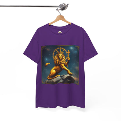Unisex Heavy Cotton T-Shirt, King of Lions, Leo Zodiac Design