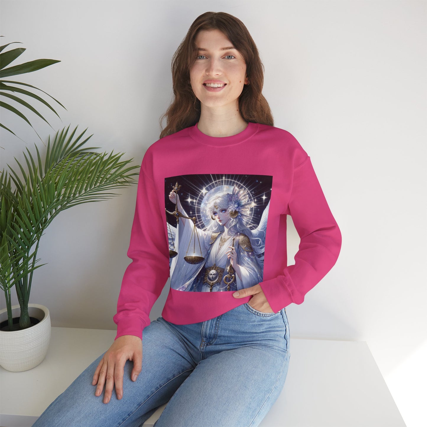 Unisex Heavy Blend™ Crewneck Sweatshirt,anime angel, Libra Zodiac Design