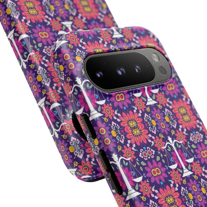 Tough Cases, Libra, Zodiac v4, Flower Pattern