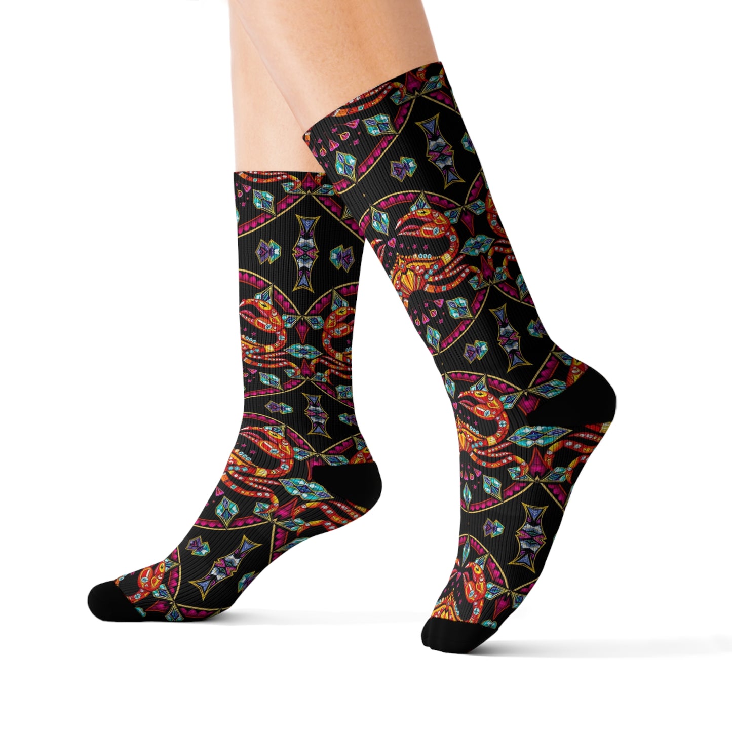 Sublimation Socks, Cancer, Zodiac  v3, Jewel Pattern