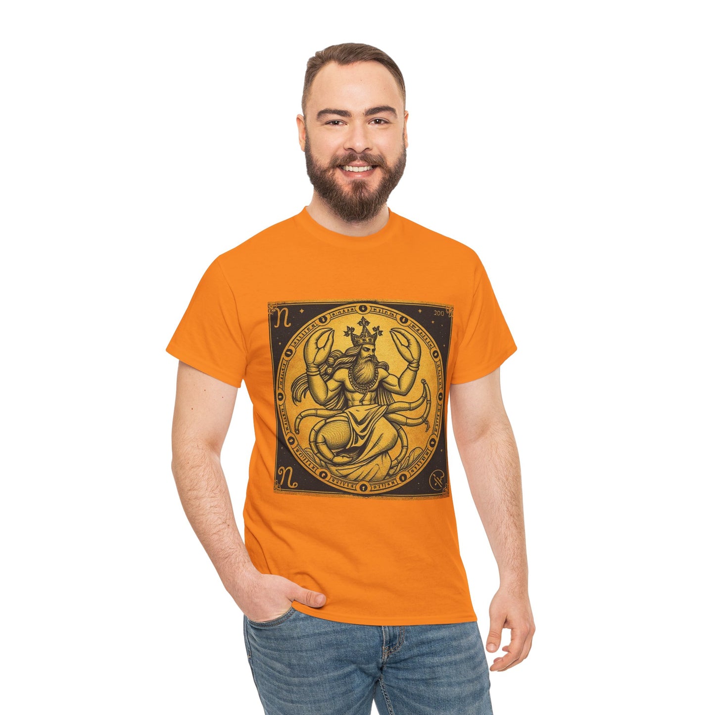 Unisex Heavy Cotton T-Shirt, Crab King, Cancer Zodiac Design