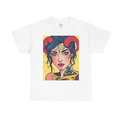 Unisex Heavy Cotton T-Shirt, Aries, Zodiac, Sexy Art