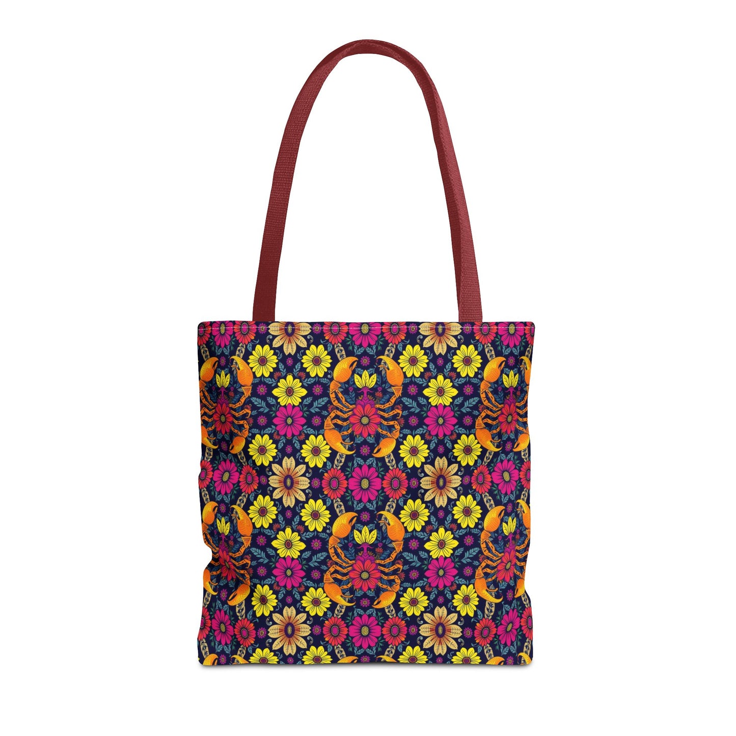 Tote Bag, (AOP), Scorpio, Zodiac v1, Flower Pattern