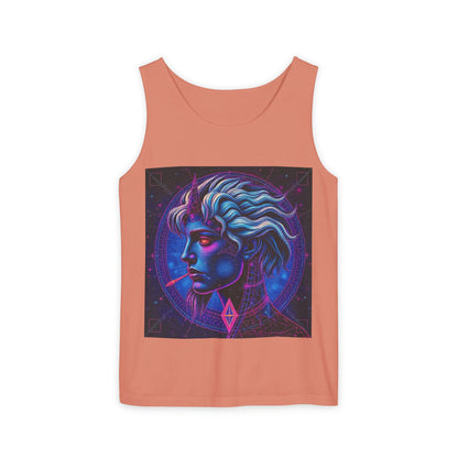 Unisex Garment-Dyed, Tank Top, Gemini, Pop Art v1, 100% US cotton