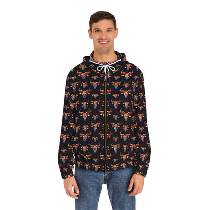 Full-Zip Hoodie (AOP), Taurus, Zodiac, Pattern
