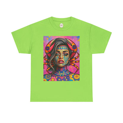 Unisex Heavy Cotton T-Shirt, Cancer, Zodiac v3, Sexy Art