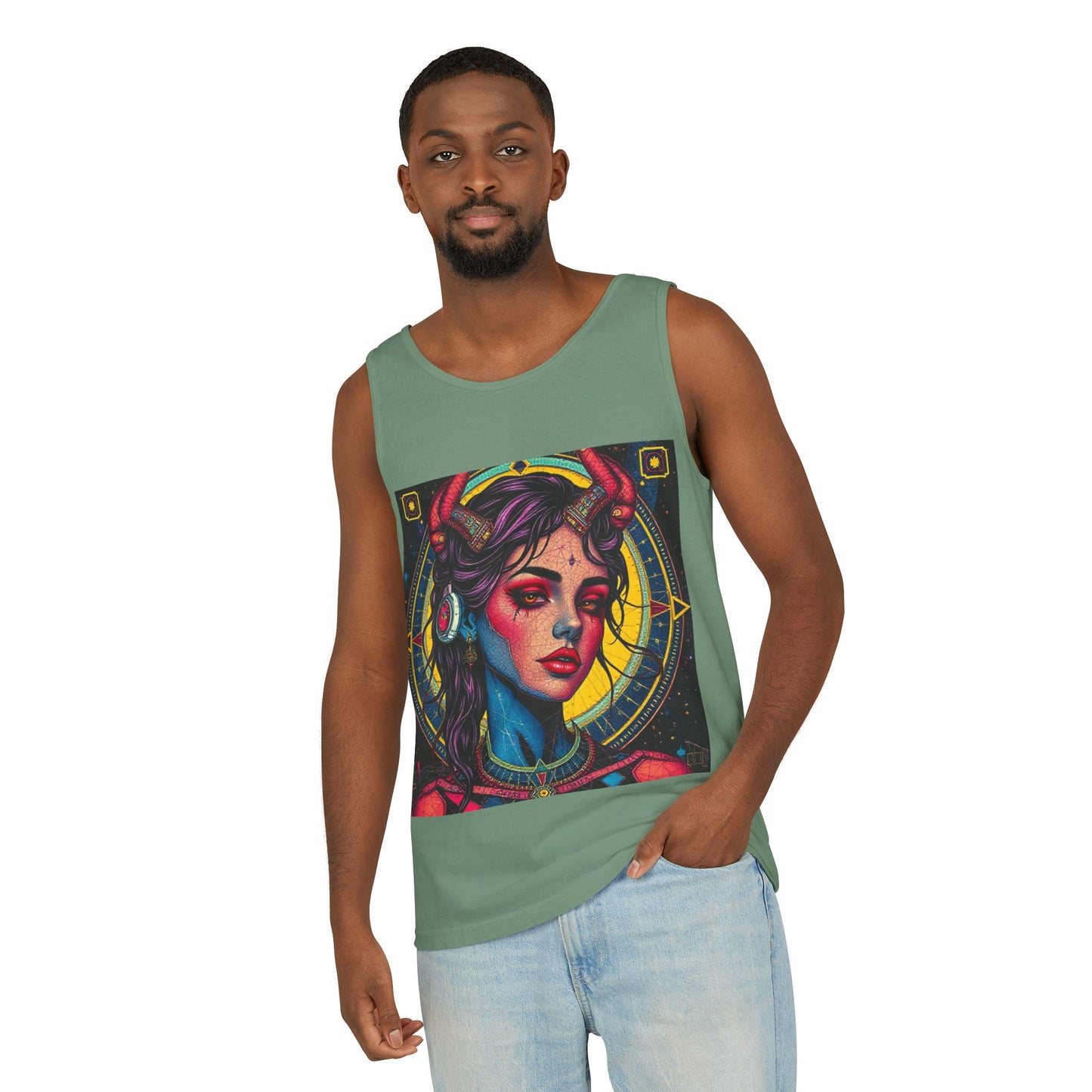Unisex Garment-Dyed, Tank Top, Scorpio Design, Pop Art, 100% US cotton