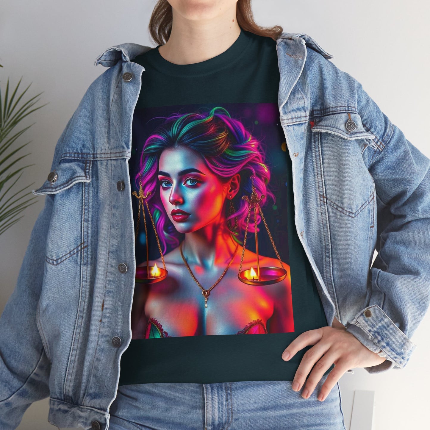 Unisex Heavy Cotton T-Shirt, Libra, Zodiac v3, Sexy Art