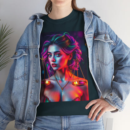 Unisex Heavy Cotton T-Shirt, Libra, Zodiac v3, Sexy Art