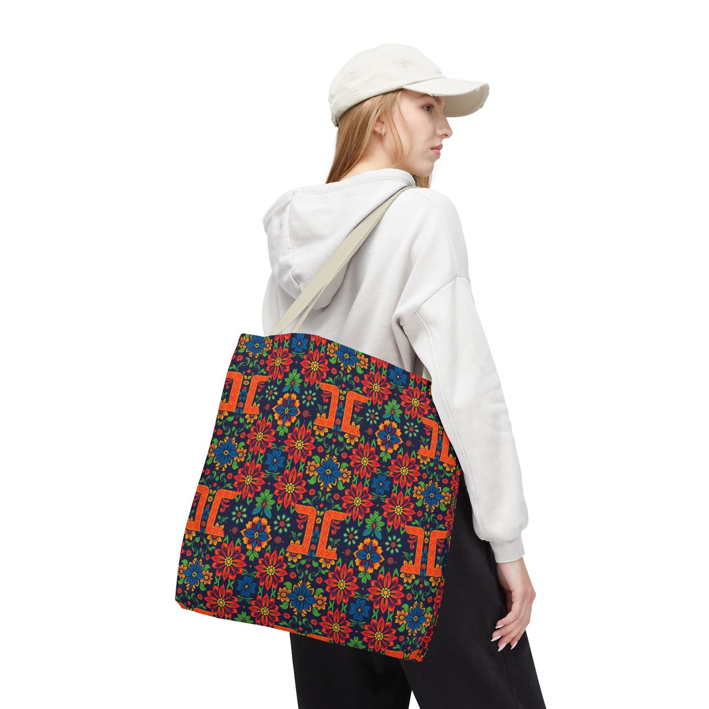 Tote Bag, (AOP), Gemini, Zodiac v1, Flower Pattern