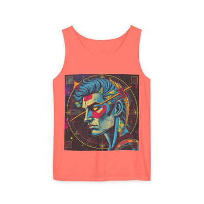 Unisex Garment-Dyed, Tank Top, Sagittarius Design, Pop Art v1, 100% US cotton