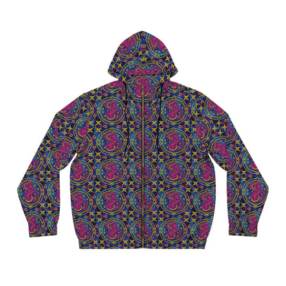 Full-Zip Hoodie (AOP), Capricorn, Zodiac v3, Pattern