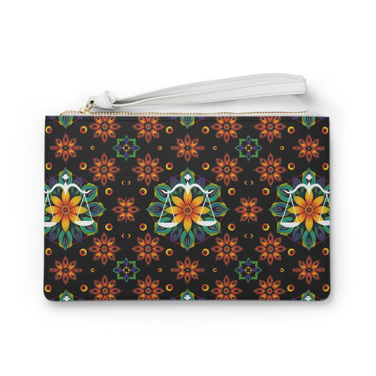 Clutch Bag, Libra, Zodiac, Flower Pattern