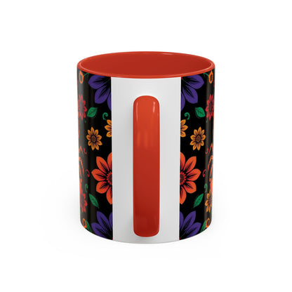 Accent Coffee Mug, Scorpio, Zodiac. Flower Pattern, (11, 15oz)