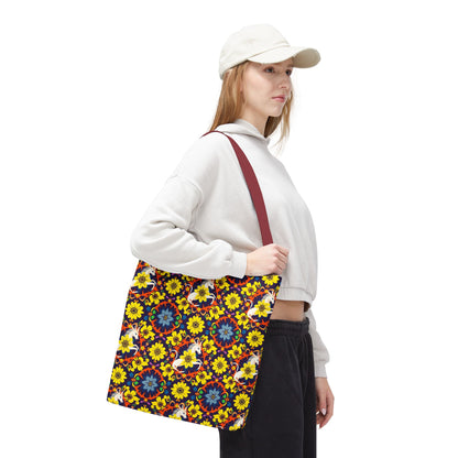 Tote Bag (AOP), Aquarius, Zodiac v1, Flower Pattern