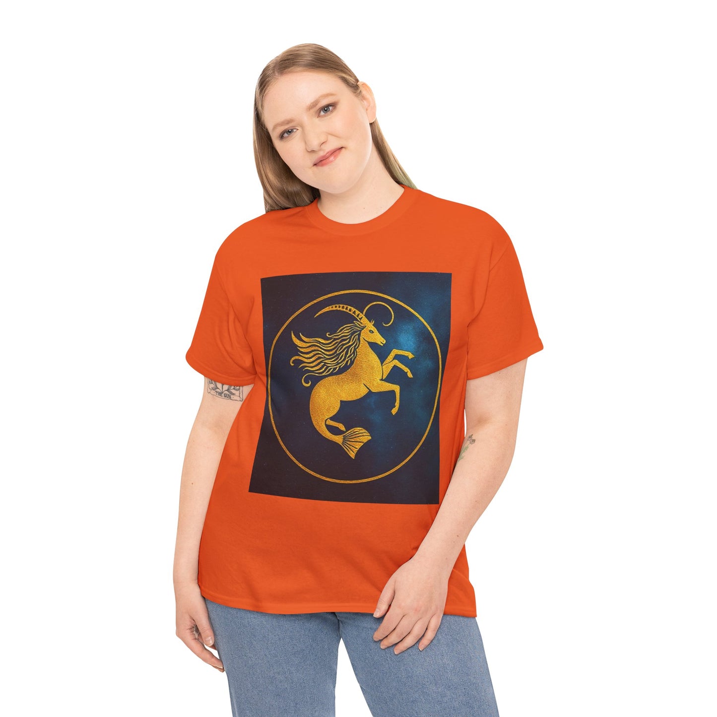 Unisex Heavy Cotton T-Shirt, Capricorn Animal v3, Symbol, Zodiac Design
