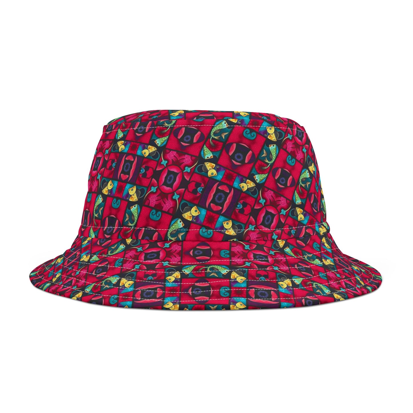 Bucket Hat, (AOP), Pisces v1, Zodiac, Shape Pattern