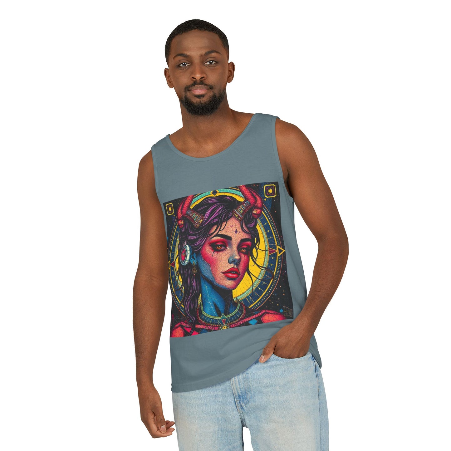 Unisex Garment-Dyed, Tank Top, Scorpio Design, Pop Art, 100% US cotton